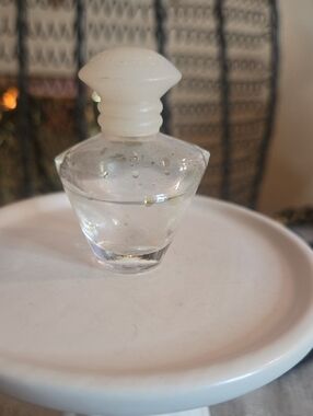 Clear Vintage Glass Decorative Perfume Bottle - White Accents